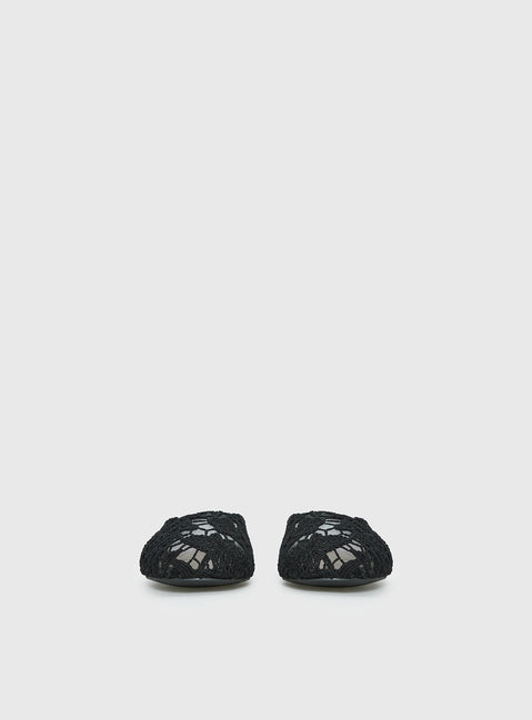 Gretta Lace Slip On Flats Black