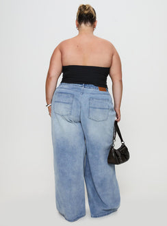 Naylor Mid Rise Wide Leg Jeans Light Wash Denim Curve Mid Rise Jeans Jeans 