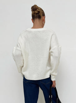 product Canlish Cable Sweater Cream Lower Impact Princess Polly  