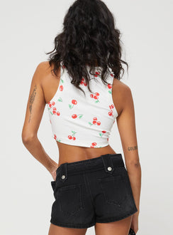 Front view of model wearing  front Leita Belted Micro Skort Washed Black Denim Princess Polly High Waisted Shorts 