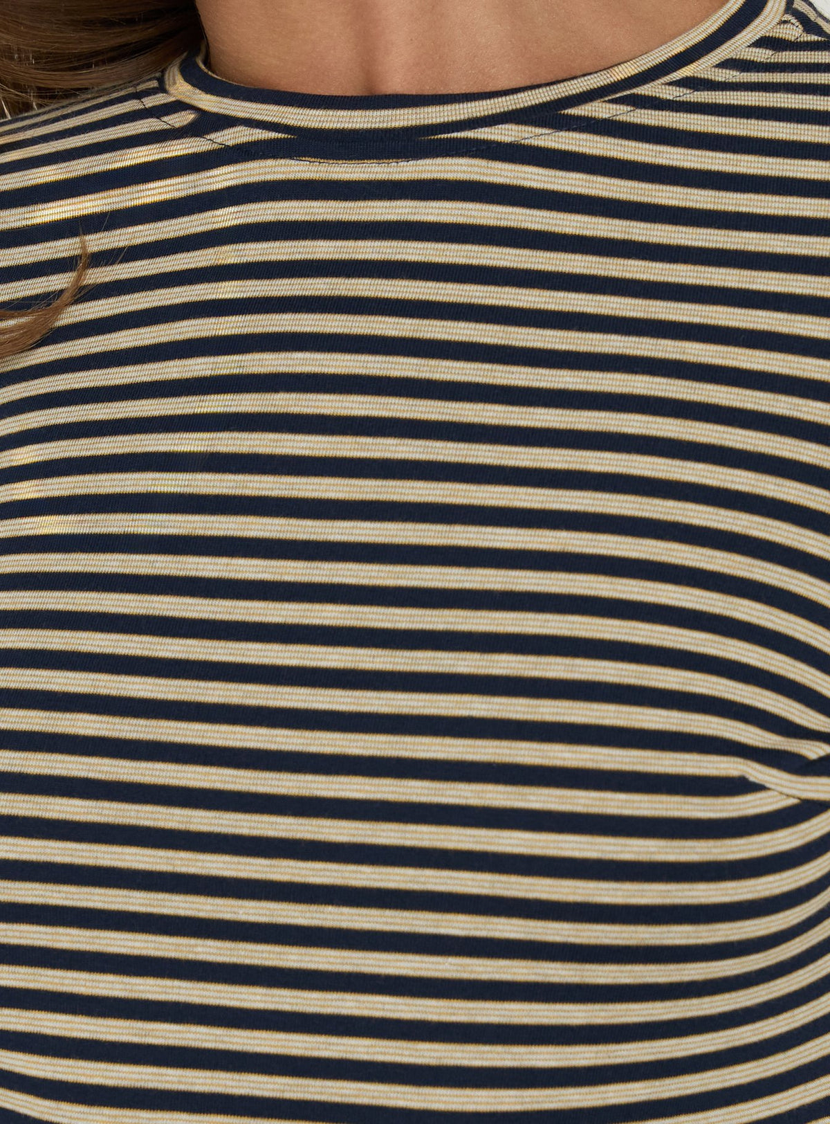 Marionn Long Sleeve Mini Dress Navy / Yellow Stripe