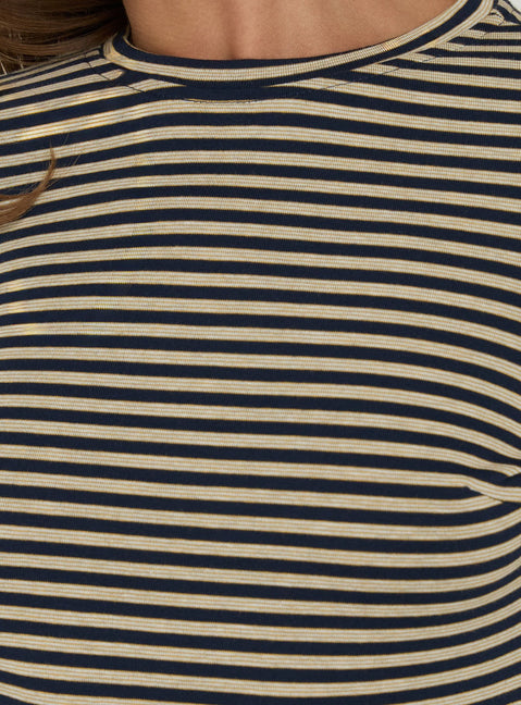 Marionn Long Sleeve Mini Dress Navy / Yellow Stripe
