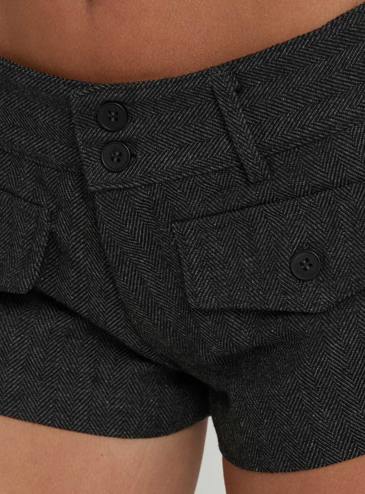 Becki Tweed Mini Shorts Grey