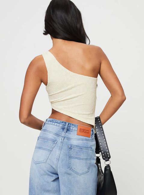 product Princess Polly Sleeveless Asymmetric Neckline  Toomba One Shoulder Top Cream