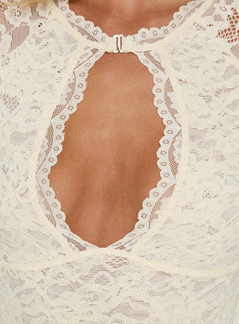 Quinbie Lace Short Sleeve Mini Dress Butter