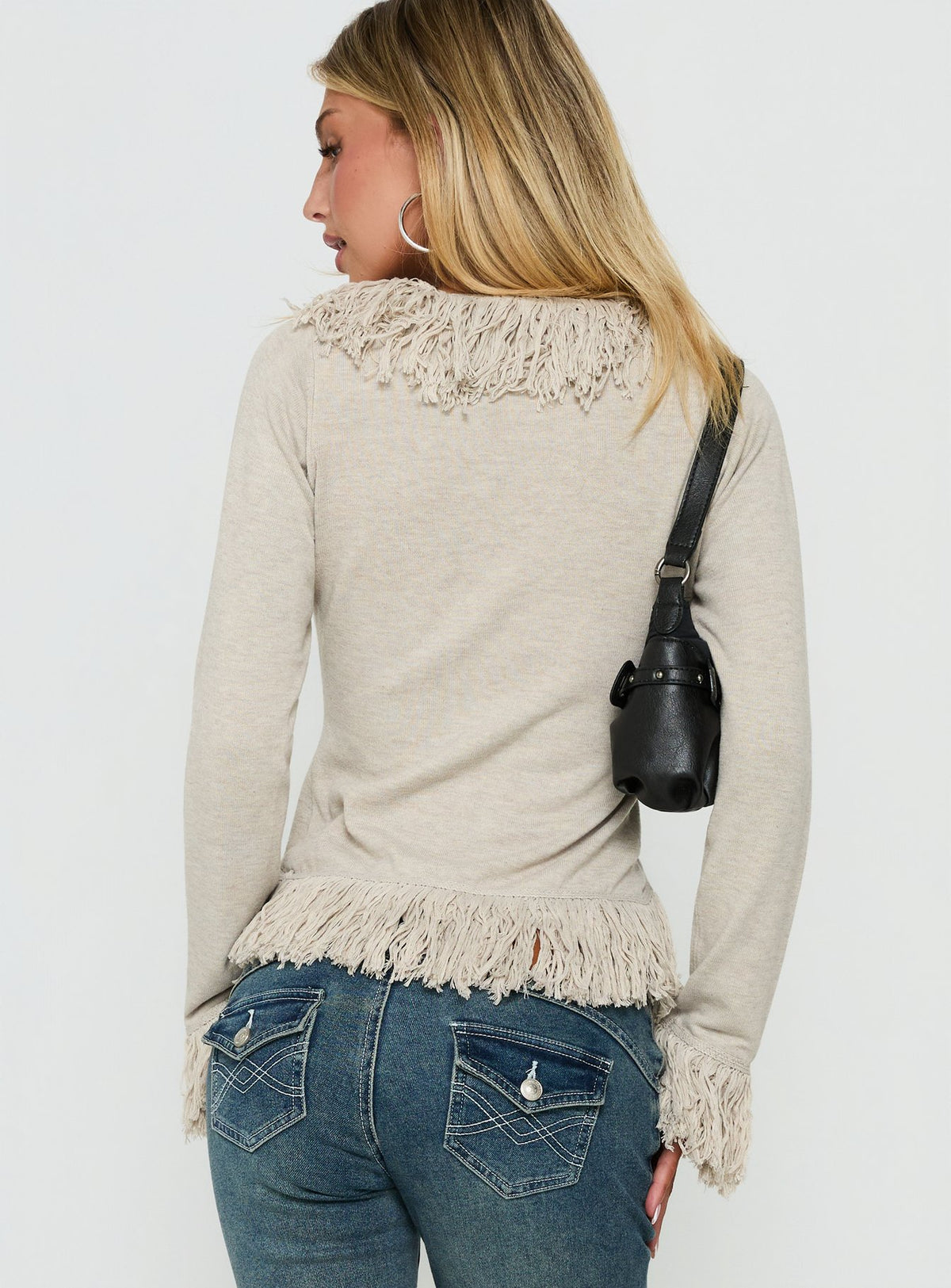 Adelind Fringe Cardigan Beige