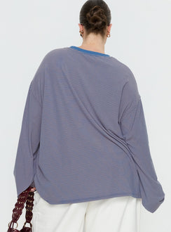 Marlah Long Sleeve Top Blue Stripe Curve