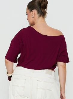 Ashlinn Off Shoulder Drapey Top Cherry Lacquer Curve