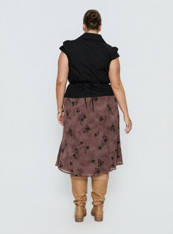 back view of model wearing Princess Polly Moses Midi Skirt Multi Curve Midi Skirts 