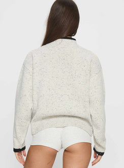 back view of model wearing Princess Polly Overstayed Zip Through Cardigan Grey 