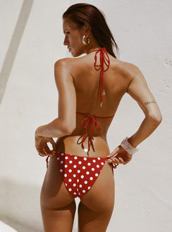 Glora Reversible Tie Side Bikini Bottoms Red Polka Dot