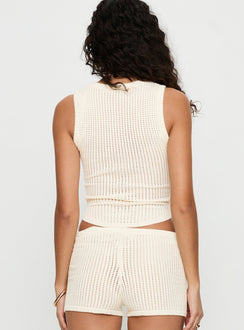 Leilah Crochet Tank Top Cream