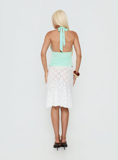back view of model wearing Princess Polly Elphie Sheer Lace Midi Skirt White 