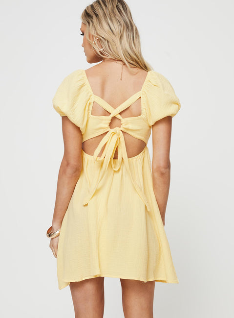 product Princess Polly Square Neck  Let's Dance Mini Dress Yellow