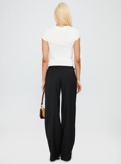 back view of model wearing Princess Polly Just Have Fun Wide Leg Pant Black High Rise Pants 