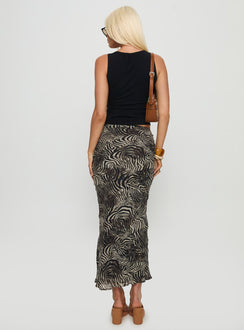 back view of model wearing Princess Polly Kathrynne Maxi Skirt Animal Maxi Skirts 