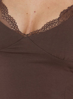 Pillowtalk Lace Detail Top Chocolate