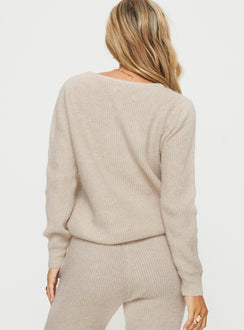 Abrams Rib Knit Crew Sweater Beige Princess Polly  regular 