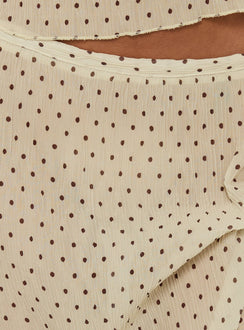 Discover the Ford Maxi Skirt Butter Chocolate Polka Dot in womens-skirts featuring maxi length construction Princess Polly