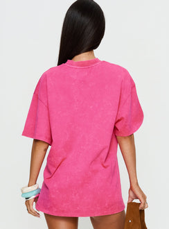 Santa Monica Beach Oversized Graphic Tee Washed Pink
