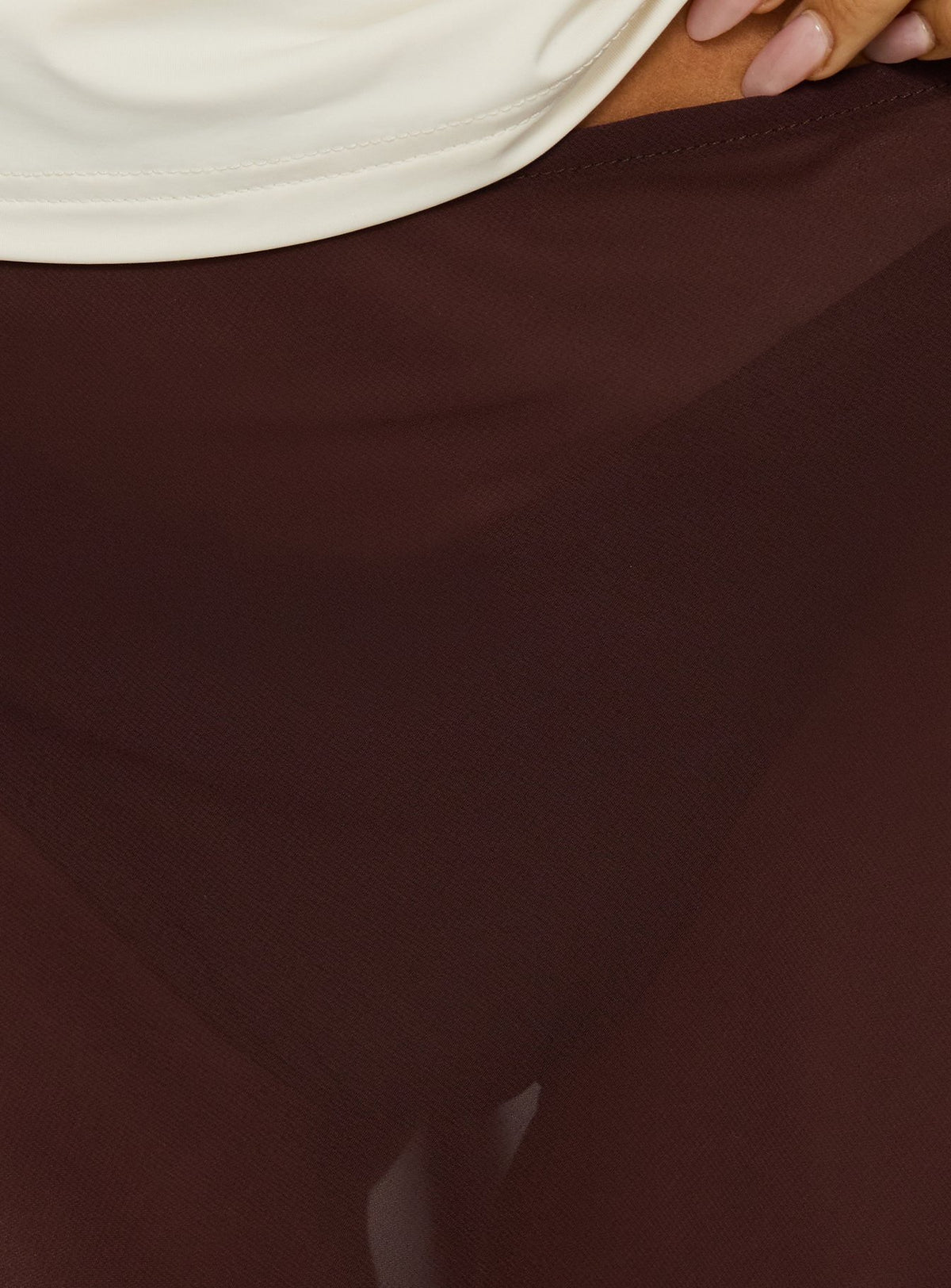 Explore the Asali Asymmetrical Midi Skirt Chocolate womens-skirts in length Princess Polly