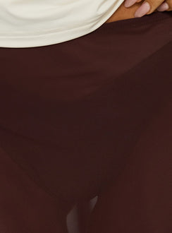 Explore the Asali Asymmetrical Midi Skirt Chocolate womens-skirts in length Princess Polly