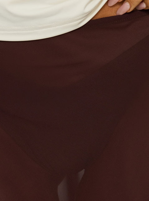Explore the Asali Asymmetrical Midi Skirt Chocolate womens-skirts in length Princess Polly