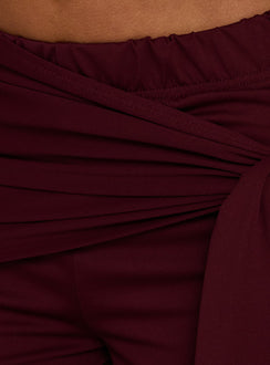 Hadlia Tie Waist Pants Burgundy Petite