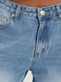 Lokura Low Rise Super Baggy Jeans Vintage Mid Blue Wash