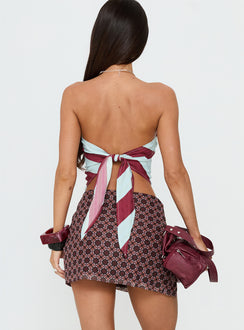 back view of model wearing Princess Polly Aztro Micro Mini Skirt Groovy Multi Mini Skirts 