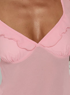 Zayliah Frill Detail Top Pink