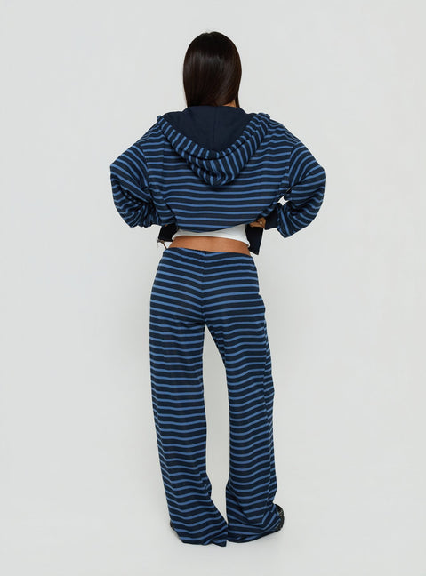 Delaeni Straight Leg Sweatpants Blue Stripe