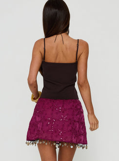 We Made It Sequin Skort Berry