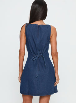 Alfalfa Denim Mini Dress Mid Wash