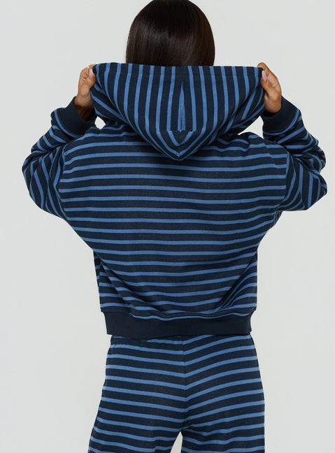 Delaeni Zip Through Hoodie Blue Stripe