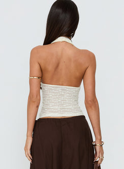 Snowdrift Lace Halter Top Cream