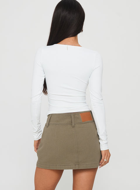 back view of model wearing Princess Polly Giorja Studded Cargo Mini Skirt Khaki Mini Skirts 