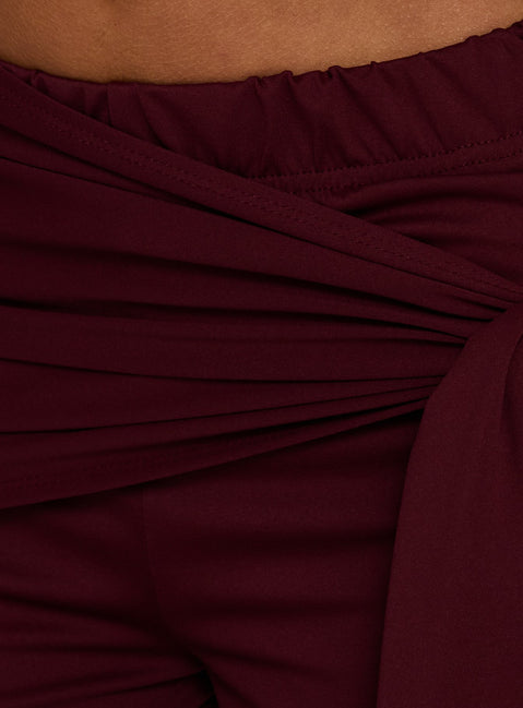 Elevate your wardrobe with the Hadlia Tie Waist Pants Burgundy womens-regular-pants featuring high-rise detail