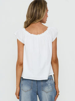 Never Over Floaty Babydoll Top White