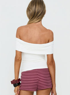 Ausha Off Shoulder Top White Stripe