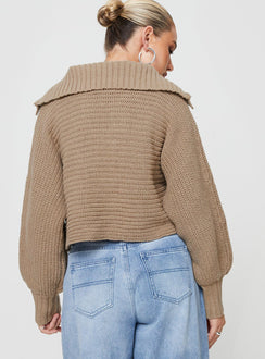 product Wester Ribbed Sweater Mocha Princess Polly  