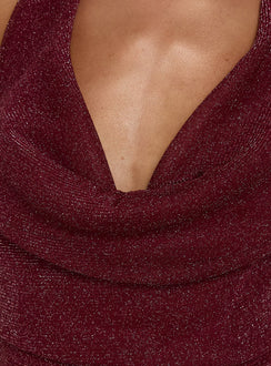 Wild Bunch Cowl Neck Backless Maxi Dress Burgundy