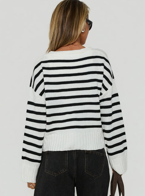 Karlson Striped Cardigan Cream / Black