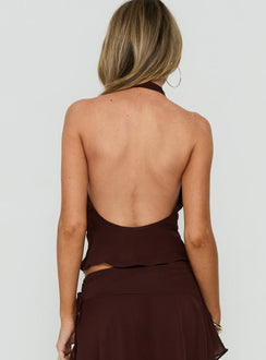 Evaleine Chiffon Cowl Neck Top Chocolate