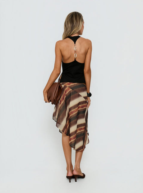 Esmira Asymmetrical Midi Skirt Brown Stripe Tall