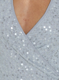 Espheria Low Back Wrap Sequin Maxi Dress Lilac