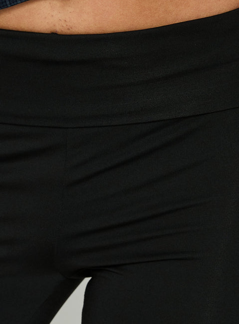 Highlighting Avedon Foldover Waist Capri Pants in Black womens regular pants with high-rise product Princess Polly