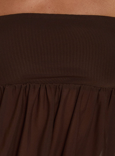Jesemia Halter Blouson Top Brown