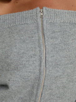 product Princess Polly Ortensa Off Shoulder Zip Through Jumper Grey Marle Cropped Jumpers 