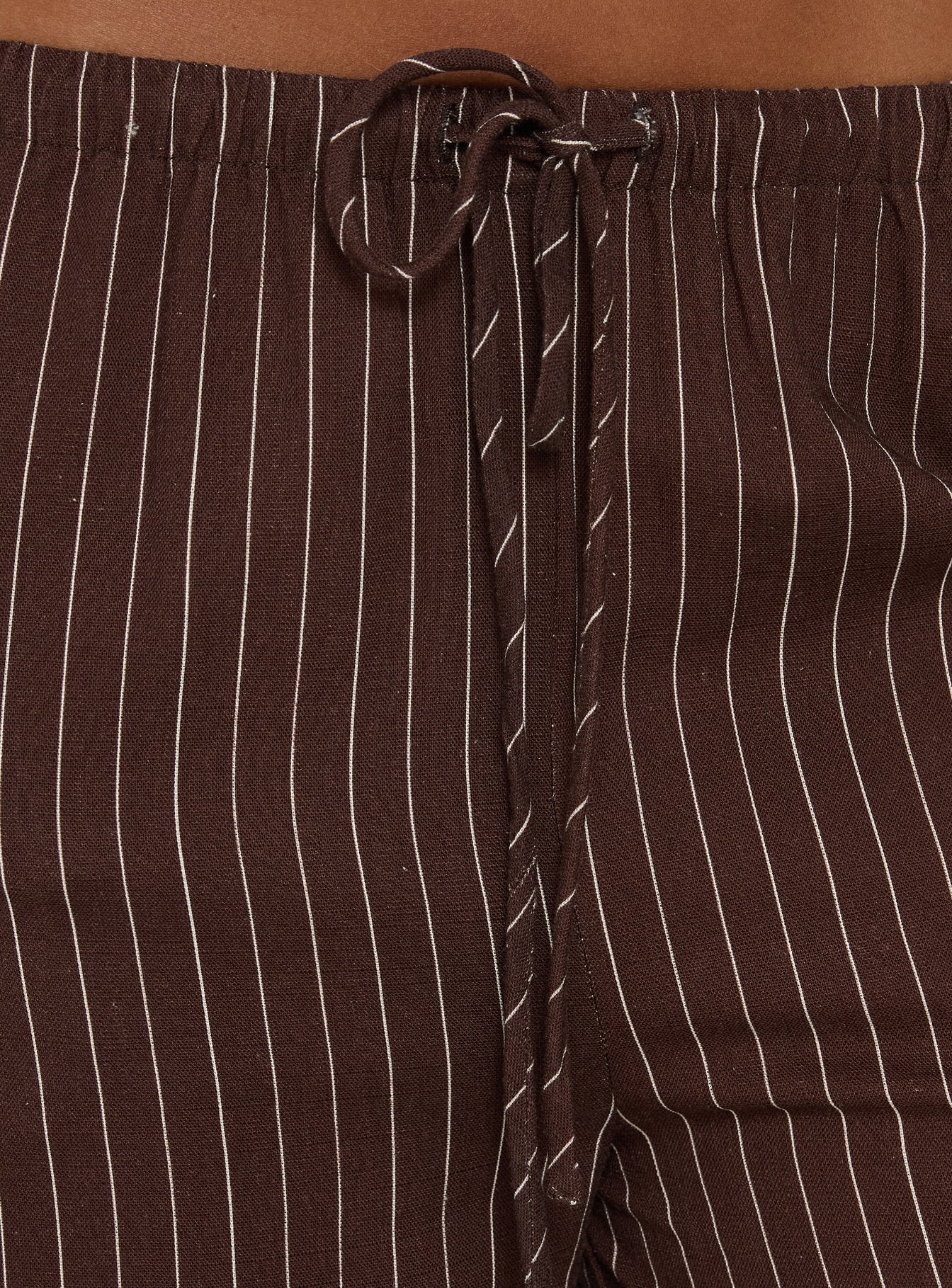 Designed with Amibella Mid Rise Wide Leg Pants Brown / Cream Stripe womens-regular-pants mid-rise detail